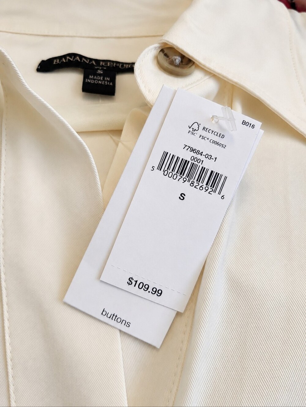 NWT | BANANA REPUBLIC Cream Midi Shirt DRESS | Tencel Lyocell | Size: Small - Picture 8 of 9